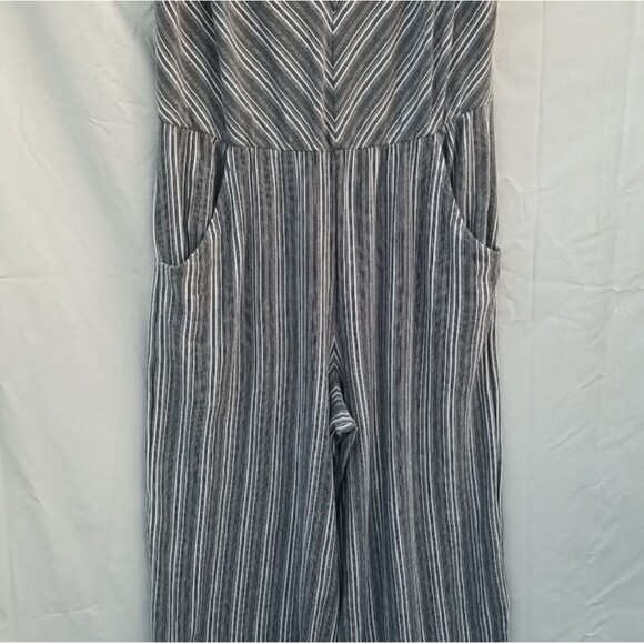 a.n.a Navy Deep Blue White Striped Cropped Jumpsuit 0x Pockets Sleeveless Plus - Picture 6 of 16